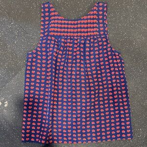 Navy Blue Sleeveless Top with Red Heart Pattern